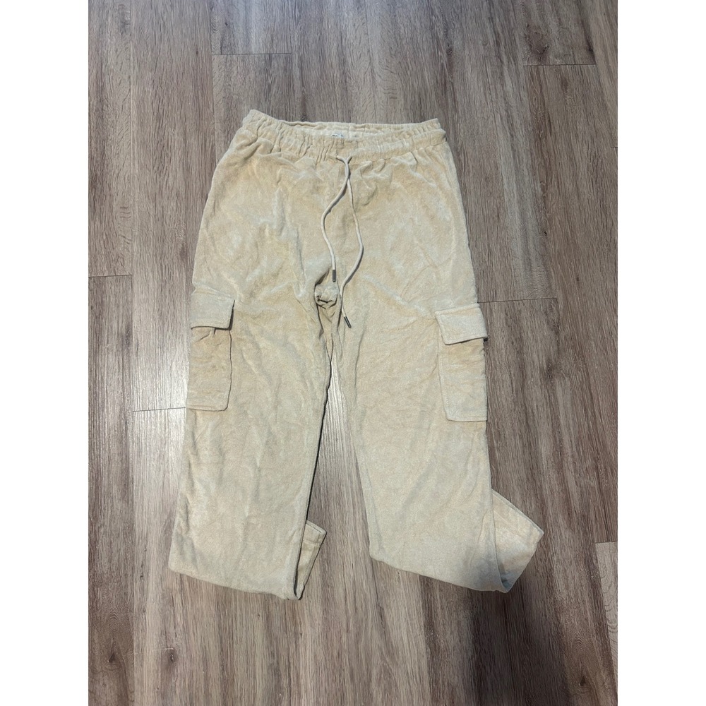 WAYF Terry Cloth Cargo Pants Drawstring Waist Casual Beige Size‎ M
